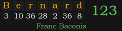 "Bernard" = 123 (Franc Baconis)