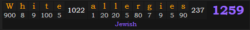 "White allergies" = 1259 (Jewish)