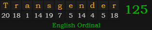 "Transgender" = 125 (English Ordinal)