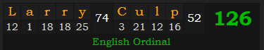 "Larry Culp" = 126 (English Ordinal)