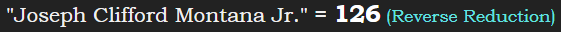 "Joseph Clifford Montana Jr." = 126 (Reverse Reduction)