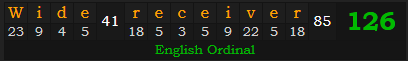 "Wide receiver" = 126 (English Ordinal)