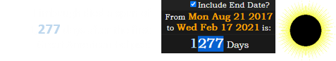 Limbaugh died a span of 1,277 days after the first Great American Eclipse: