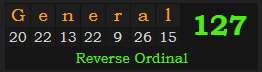 "General" = 127 (Reverse Ordinal)