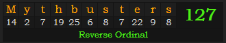 "Mythbusters" = 127 (Reverse Ordinal)