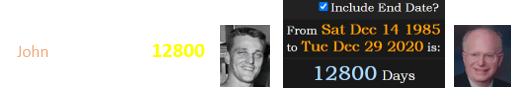 John died a span of 12800 days after Roger Maris: