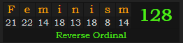 "Feminism" = 128 (Reverse Ordinal)