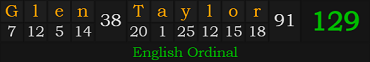 "Glen Taylor" = 129 (English Ordinal)