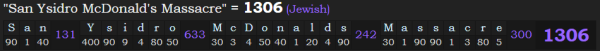 "San Ysidro McDonald's Massacre" = 1306 (Jewish)