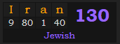 "Iran" = 130 (Jewish)