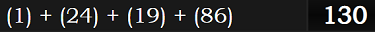 (1) + (24) + (19) + (86) = 130