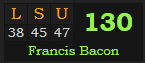 "LSU" = 130 (Francis Bacon)