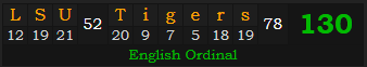 "LSU Tigers" = 130 (English Ordinal)