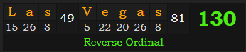 "Las Vegas" = 130 (Reverse Ordinal)