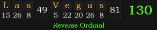 "Las Vegas" = 130 (Reverse Ordinal)