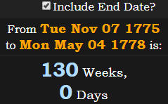 130 Weeks, 0 Days