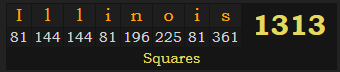 "Illinois" = 1313 (Squares)