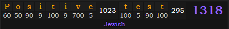 "Positive test" = 1318 (Jewish)