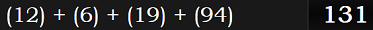 (12) + (6) + (19) + (94) = 131