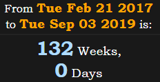 132 Weeks, 0 Days