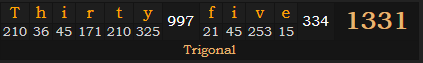 "Thirty-five" = 1331 (Trigonal)