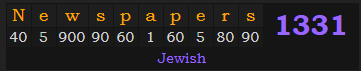 "Newspapers" = 1331 (Jewish)