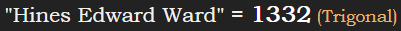 "Hines Edward Ward" = 1332 (Trigonal)