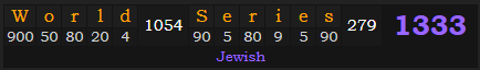 "World Series" = 1333 (Jewish)