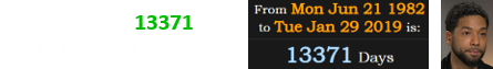 Smollett was 13371 days old on the night of the hoax: