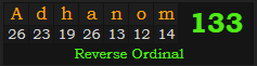 "Adhanom" = 133 (Reverse Ordinal)