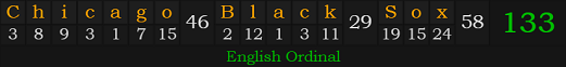 "Chicago Black Sox" = 133 (English Ordinal)