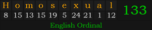 "Homosexual" = 133 (English Ordinal)