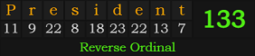 "President" = 133 (Reverse Ordinal)