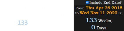 By the following day, Pompeo had completed his 133rd week in office: