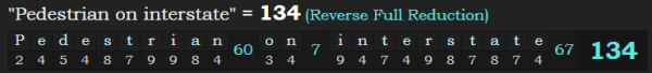 "Pedestrian on interstate" = 134 (Reverse Full Reduction)