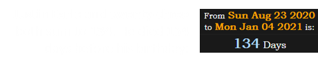 Justin Earle and twenty-three both sum to 134. He died 134 days before his birthday: