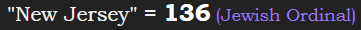 "New Jersey" = 136 (Jewish Ordinal)