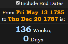 136 Weeks, 0 Days