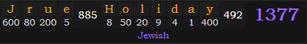 "Jrue Holiday" = 1377 (Jewish)