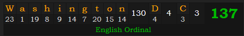 "Washington, D.C." = 137 (English Ordinal)