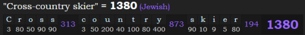 "Cross-country skier" = 1380 (Jewish)