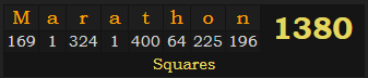 "Marathon" = 1380 (Squares)