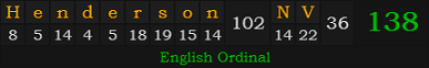 "Henderson, NV" = 138 (English Ordinal)