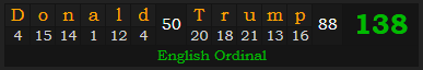 "Donald Trump" = 138 (English Ordinal)