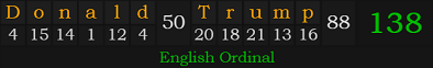 "Donald Trump" = 138 (English Ordinal)