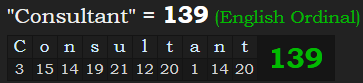 "Consultant" = 139 (English Ordinal)