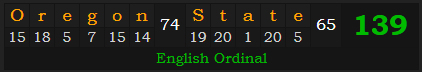 "Oregon State" = 139 (English Ordinal)