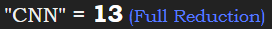 "CNN" = 13 (Full Reduction)