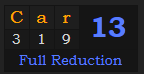 "Car" = 13 (Full Reduction)