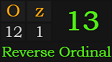"Oz" = 13 (Reverse Ordinal)